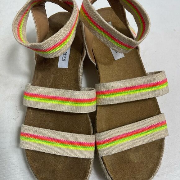 Steve Madden platform espadrilles ankle bright multi color strap sandals… - Picture 3 of 13